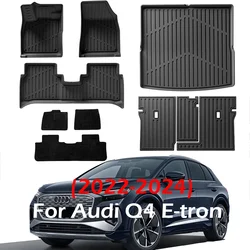 For Audi Q4 E-tron 2022-2024 TPE Floor Mats, All Weather Anti-Slip Waterproof Rear Trunk Pad Cargo Liner Interior Accessories