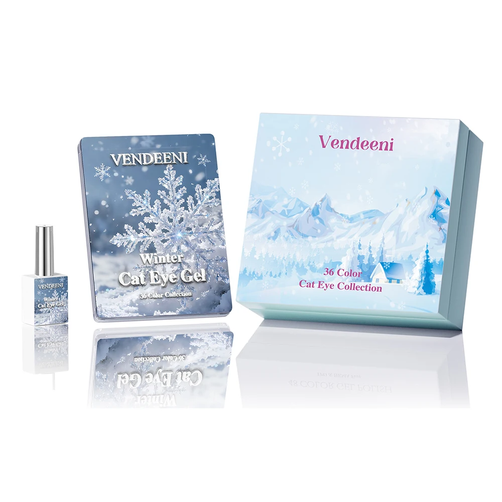 

Набор гель-лаков Vendeeni 36 цветов: зимний синий кристаллический гель-лак «Кошачий глаз» с эффектом сапфирового жемчуга, УФ-отверждение, без TPO/HEMA, с цветовой палитрой