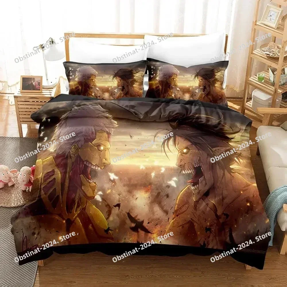 3D Anime Attack On Titan Giant Bedding Sets Duvet Cover Set With Pillowcase Twin Full Queen King Bedclothes Bed Linen