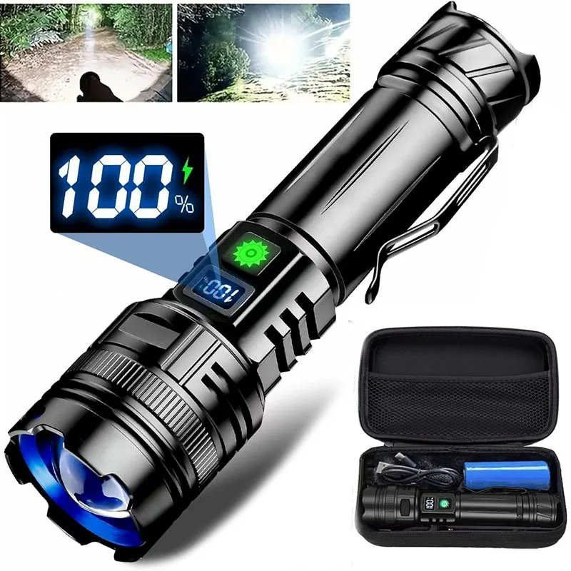 

High Power Aluminum Alloy LED Flashlight Usb Rechargeable Torch Light Zoomable Waterproof Flashlight With 26650 Battery