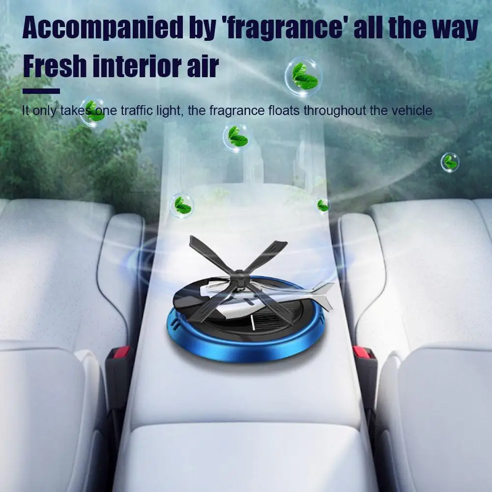 Car Air Freshener Solar Helicopter Modeling Decoration Aromatherapy Car Accessories Propeller Rotating Diffuser Int W2c4