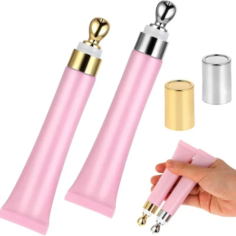 1/2Pcs 20ml Roller Tubes Vacuum Bottle Lip Gloss Containers Travel Makeup Essential Oil Empty Eye Cream Refillable Squeeze Tubes