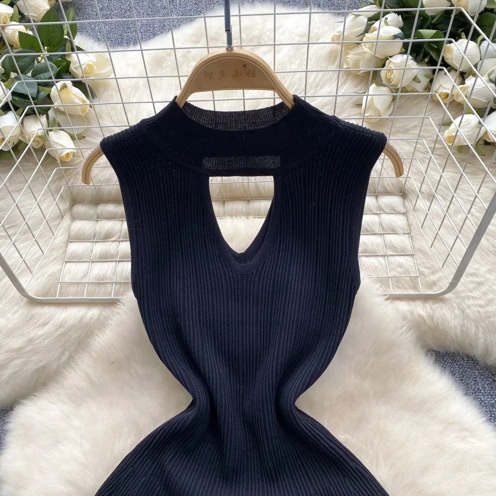 فستان نسائي كلاسيكي بدون أكمام ، فساتين كاجوال على شكل حرف A ، مثير ، أنيق ، الموضة ، الصيف ، الربيع