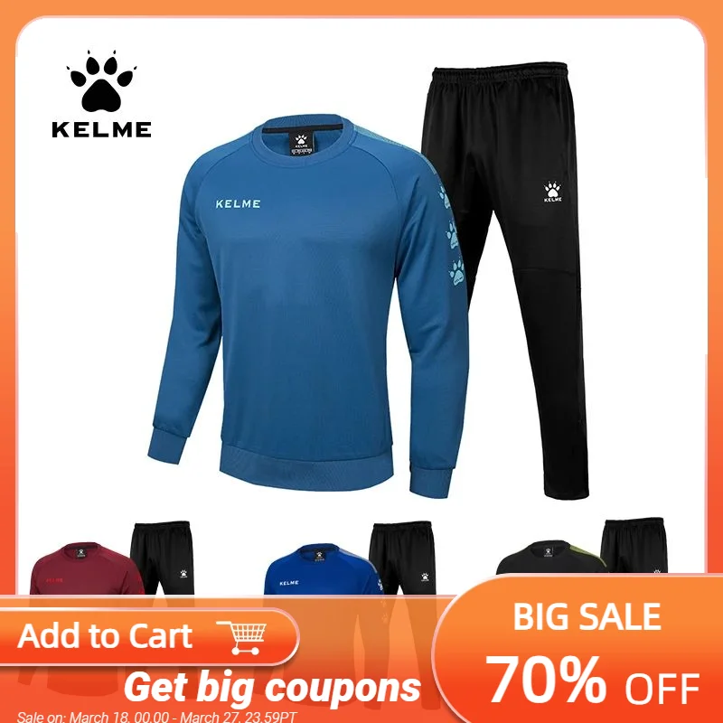 KELME Sweatshirt Sports Sets Men Jogger Training  Running Suit Workout Tracksuit Thick Trousers Training Sportswear 3891370-1