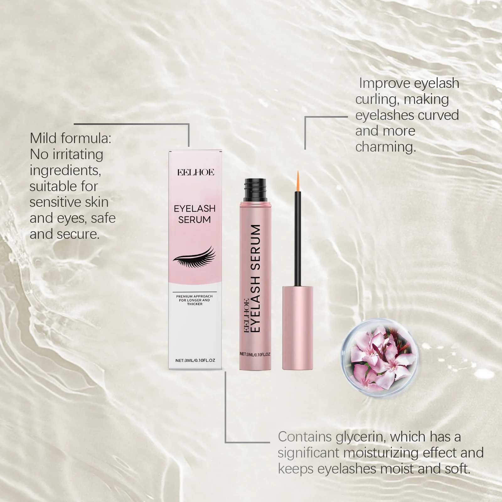 Siero per la crescita delle ciglia per una crescita rapida Allungamento Curling Ispessimento Rafforzare Nutrire le ciglia Siero booster per sopracciglia naturali