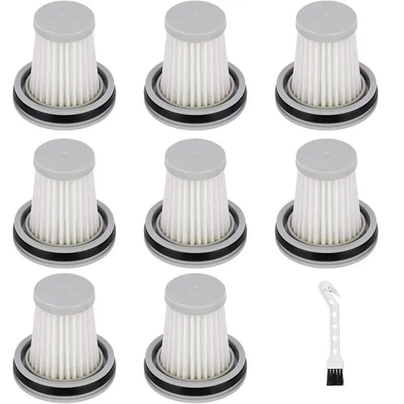 8-Pack HEPA Filter Replacement + Brush for Fanttik Slim V8/V9/V10 Apex Cordless Car Vacuum Cleaner
