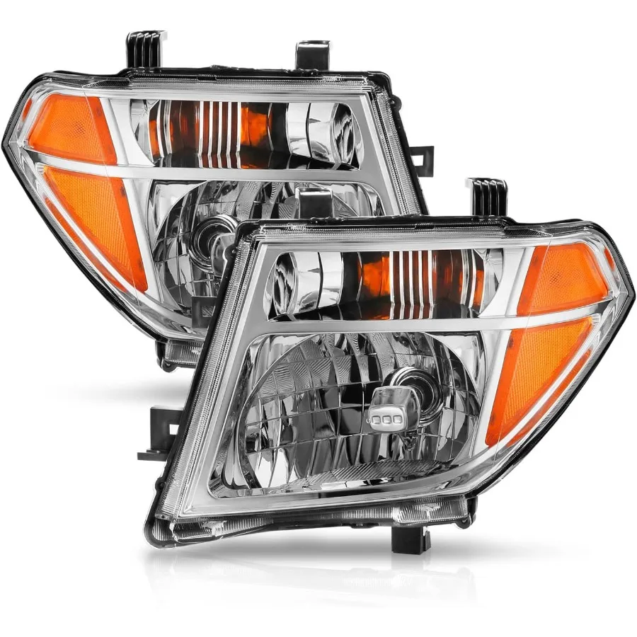 مجموعة مصابيح أمامية هالوجين SUV بديلة من الكروم لسيارة 20052008 Frontier و 20052007 Pathfinder كاملة للسائق والركاب