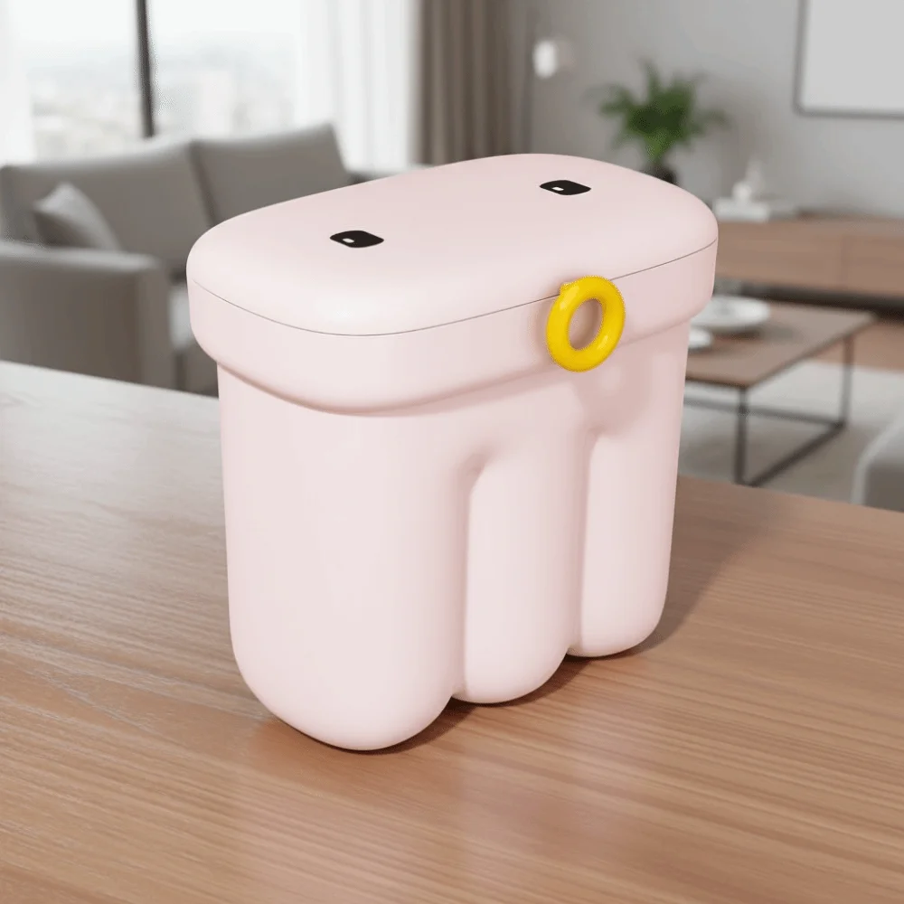 

Space Saving Cartoon Kitchen Garbage Can Large Capacity Odor-Proof Wall Mounted Trash Can with Lid Plastic Waste Bin Kitchen