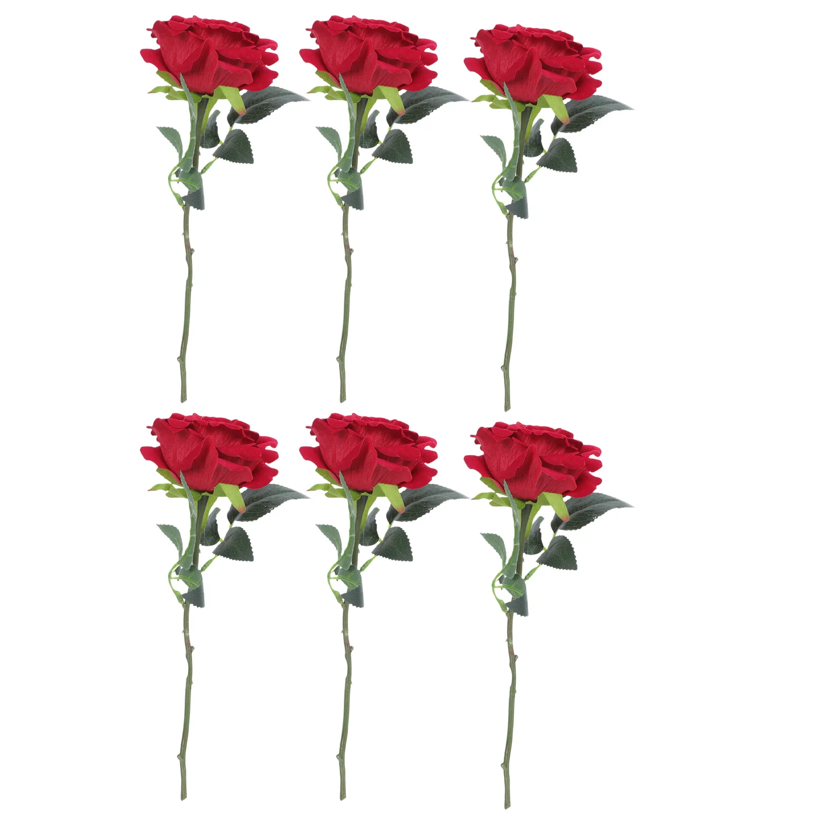 

6 Pcs Artificial Red Rose Flowers Realistic Simulation Petal Arrangement Decor Prop for Home Office Shop Window Bouquet