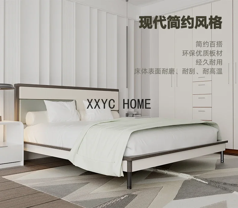 

Pu Leather Soft Cushion Bedside 1.8 Modern Minimalist Bedroom Furniture Plate Double Bed