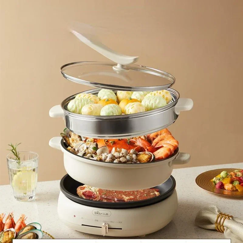 Electric Hot Pot Multi-Functional Split Large Electric Heat Pan Electric Caldron Fried Braising Frying Pan Food Warmer