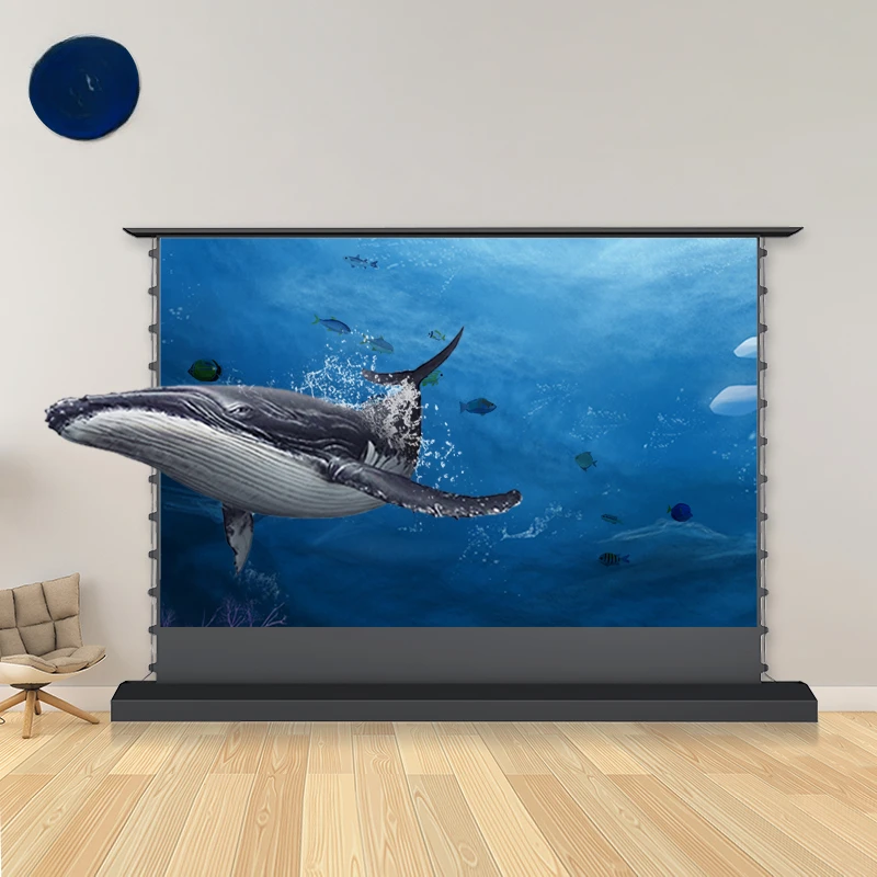 Electric Floor Rising UST 4K ALR grey Crystal Projector Screen Pull up Screen for Ultra short throw laser projector