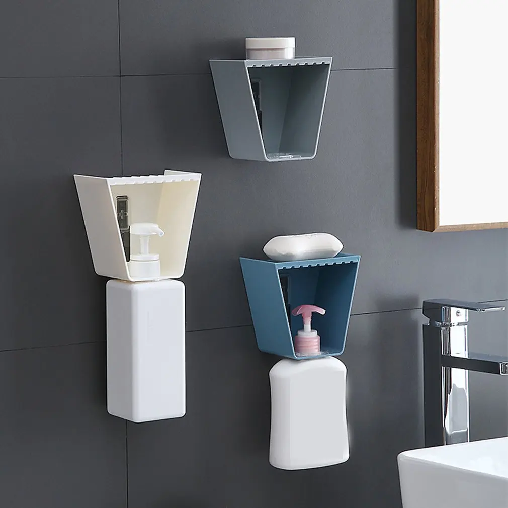 Organizador de baño montado en la pared, estante para botella de champú, Gel de ducha, soporte para jabón líquido, estantes autoadhesivos, colgador