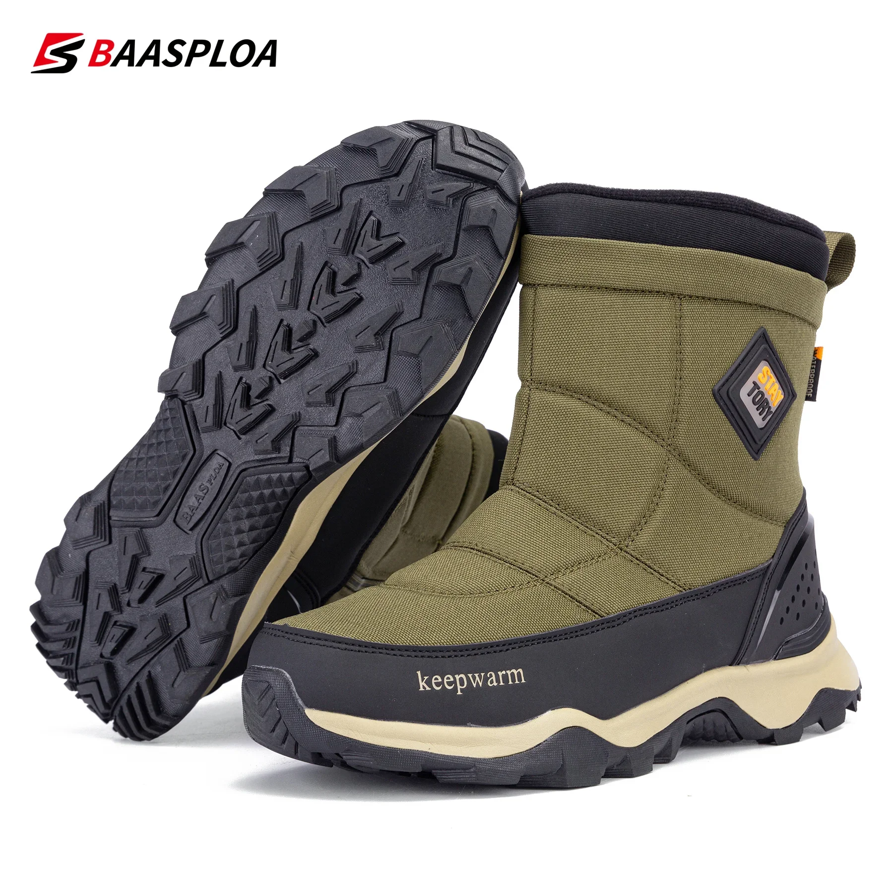 

Baasploa/мужская обувь Cotoon, новые зимние уличные непромокаемые плюшевые теплые зимние ботинки, мужские повседневные удобные нескользящие прогулочные туфли