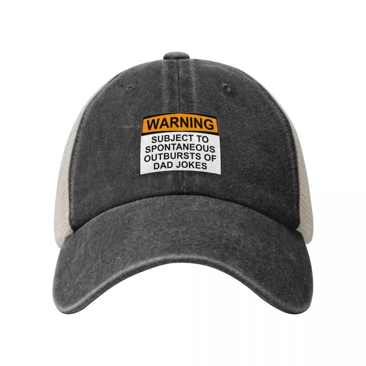 WARNING: SUBJECT TO SPONTANEOUS OUTBURSTS OF DAD JOKES Cowboy Mesh Baseball Cap Gentleman Hat Rave derby hat Women's Men's