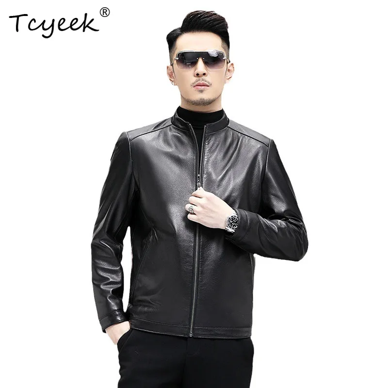 Tcyeek Real Leather Jacket Men Clothing Natural Goatskin Autumn Coat Male New in Outerwears Trendy Thin Casual Jaqueta De Couro