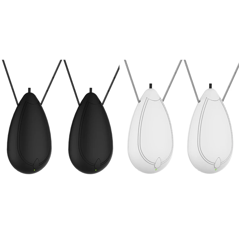 4 Pcs Personal Wearable Mini 200Mah Battery Negative Ion Necklace Hanging Neck Air Purifier, 2 Pcs Black & 2 Pcs White