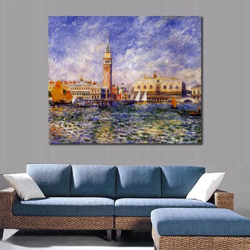 photo to canvas oil painting Pierre Auguste Renoir Handmade wall art The Doges Palace High quality