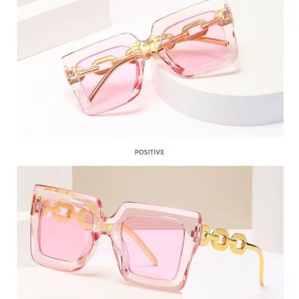 7PCS Oversized Square Sunglasses with Thick Frames, Fashionable Tinted Lenses, Transparent Jelly-colored Glasses with A Retro Y2K Style, Unisex Fashion Glasses Suitable for Holiday and Daily Wear, Transparent Large-frame Tinted Lenses