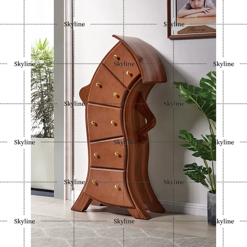 Robot-Shaped Tilted Head Decorative Cabinet, Creative Waist Chest of Drawers for Nordic Bedroom Storage