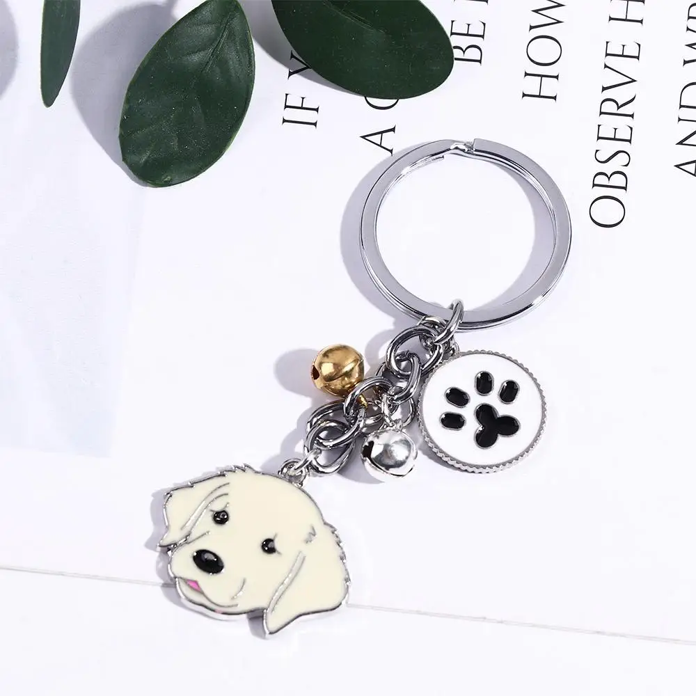 Fashion White Animal Bell Husky Golden Retriever Enamel Pet Keyring Pet Keychain Dog Pendant Dog Keychain