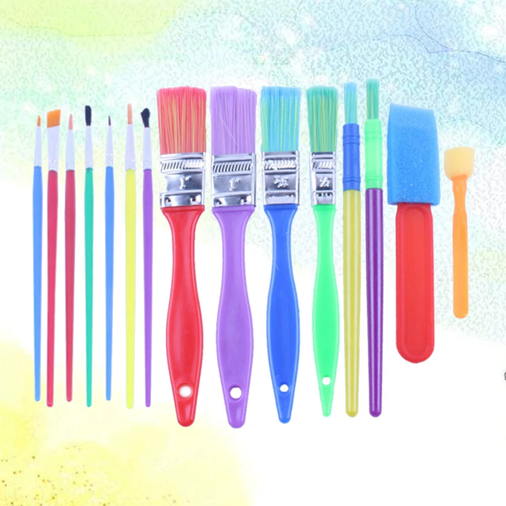 

15 in Graffiti Brush Set Sponge Paint Brushes Kits Accessories for Kids Sponges Craft Drawing Painting Tools Flash