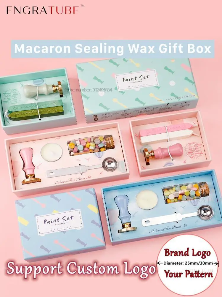 

Wax Seal Kit DIY Macaron Stamp Set For Sealing Gift Box Set Envelope Wedding Invitation Journal Gifts Postcard Custom Stamps