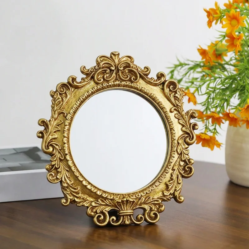 

Винтажное европейское золотое зеркало для свадебного декора и подарков, туалетное зеркало в винтажном стиле, антикварный элегантный дизайн