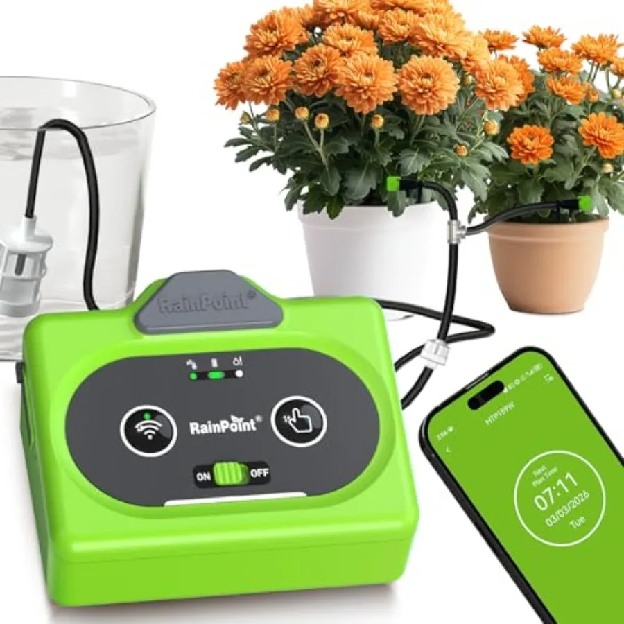 

RAINPOINT Direct WiFi Automatic Plant Waterer System APP Control WiFi-Enable Smart Indoor Drip Irrigation Kit Rechargeable Batt