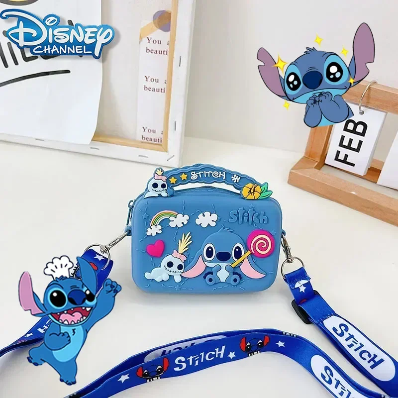 

Силиконовая сумка Disney Lilo & Stitch, мультяшная аниме-фигурка Stich, сумка через плечо, модные аксессуары, кошелек для монет для детей, подарки