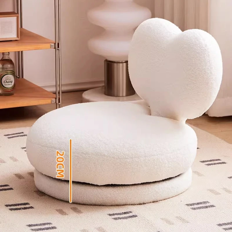 Home Children's Sofa Chair,Rotating Solid Wood Low Stool,Single Lamb Fleece Footstool