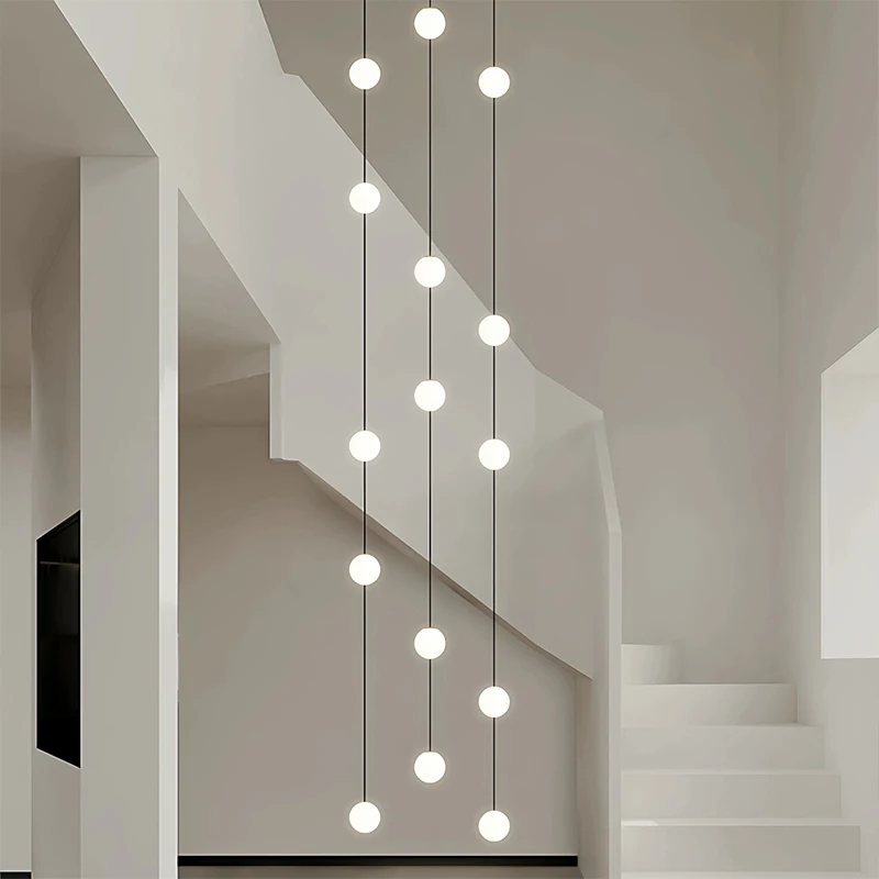 

High Ceiling LED Light-emitting Hanging Lamp Stairwell Series Connection Bright Ball Pendant Lights Living Room Corner Droplight