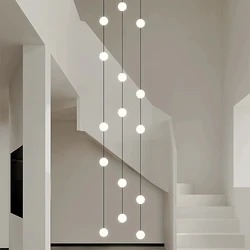 High Ceiling LED Light-emitting Hanging Lamp Stairwell Series Connection Bright Ball Pendant Lights Living Room Corner Droplight