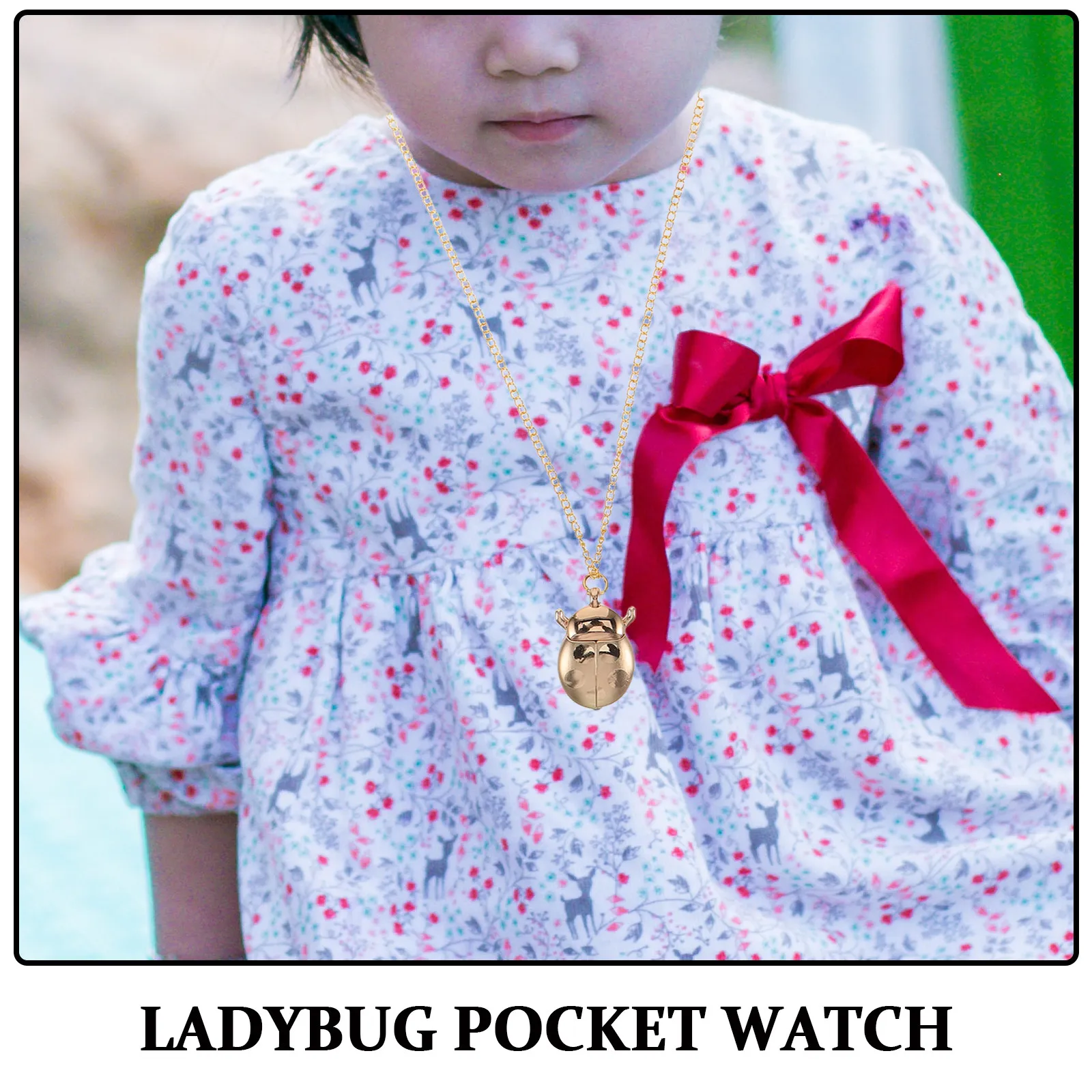 Ladybug Pocket Watch Necklace Stylish Vintage Quartz Alloy Watch for Arabic Numerals Cute Birthday Christmas