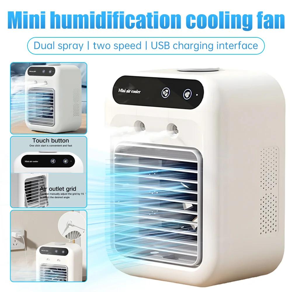 

Usb Spray Humidification Small Air Conditioning Fan Desktop Water-cooled Fan Dormitory Mobile Refrigeration Fan Cooling Products