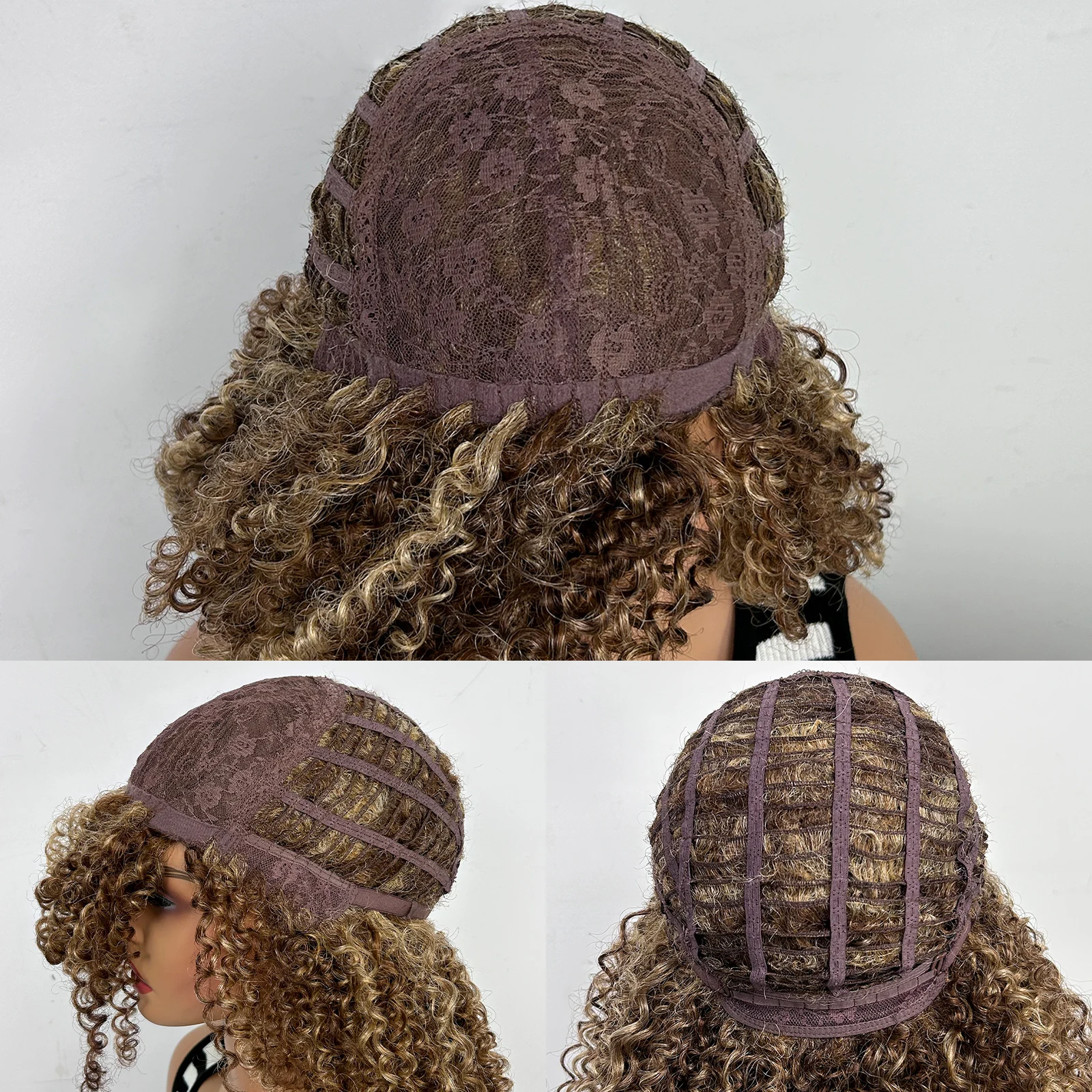 16-calowe syntetyczne peruki Bob Pełne peruki do włosów maszynowych 677 Kolorowa peruka z krótkimi włosami Afro Kręcone peruki dla czarnych kobiet Codziennego użytku