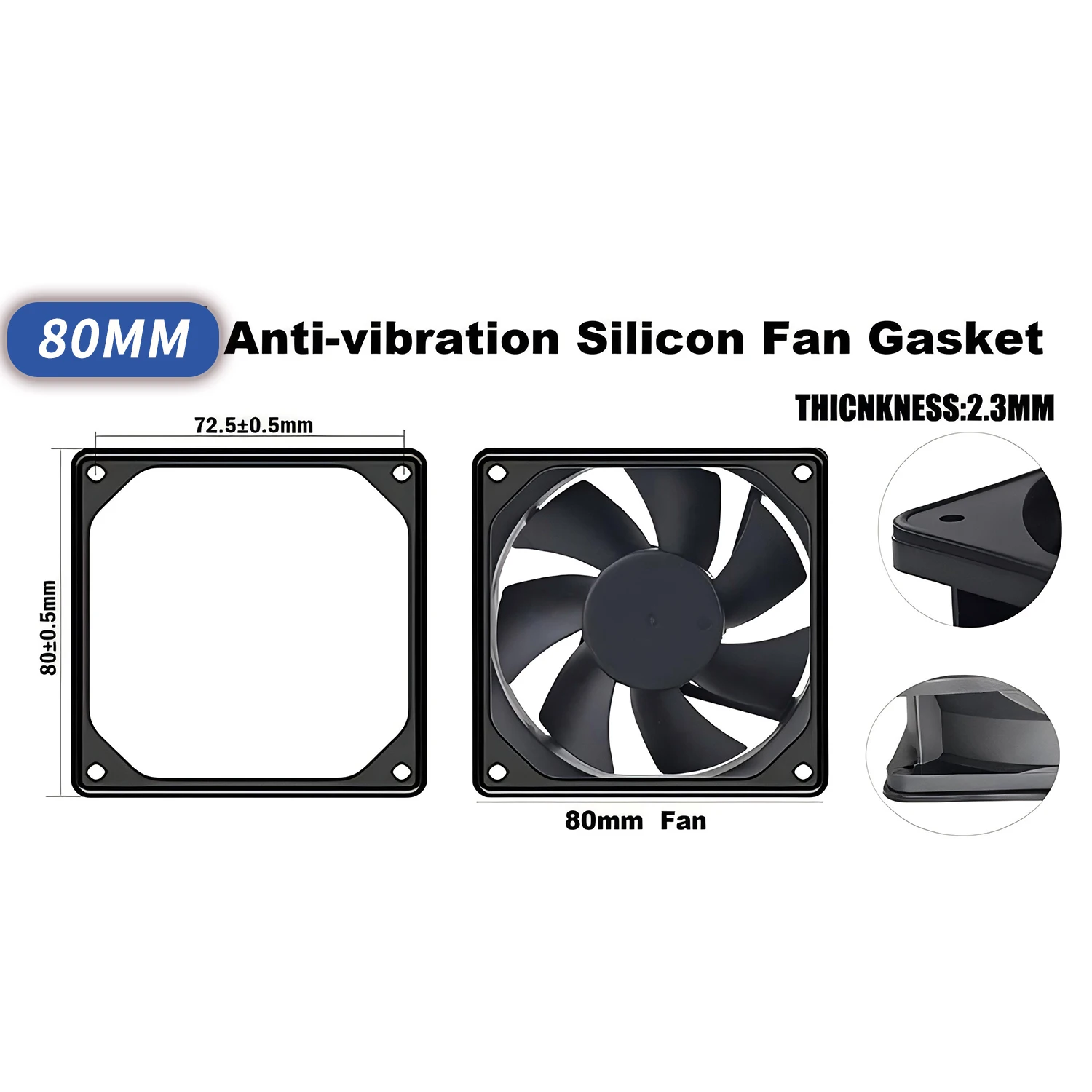 1/2PCS 80mm 92mm 120mm 140mm Anti-vibration Silicon Fan Gasket Noise Reducing Shock Gasket Pad For PC  Computer Case Fan
