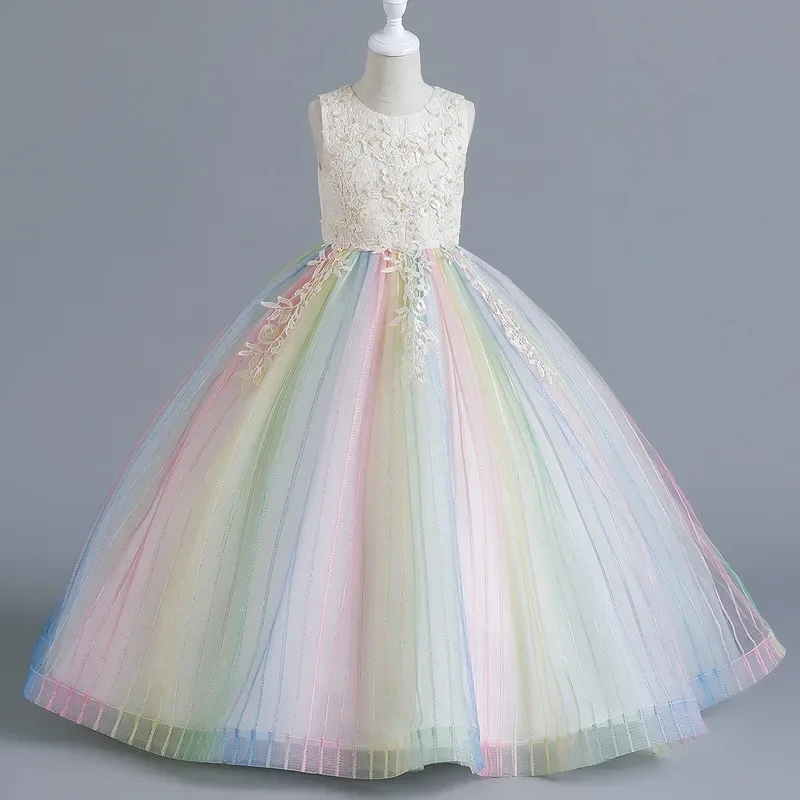 Baby Girl Lilac Wedding Birthday Party Pageant Dresses Elegant  Princess Ball Gown Tulle Children's 3 To 12 Years Child Costume