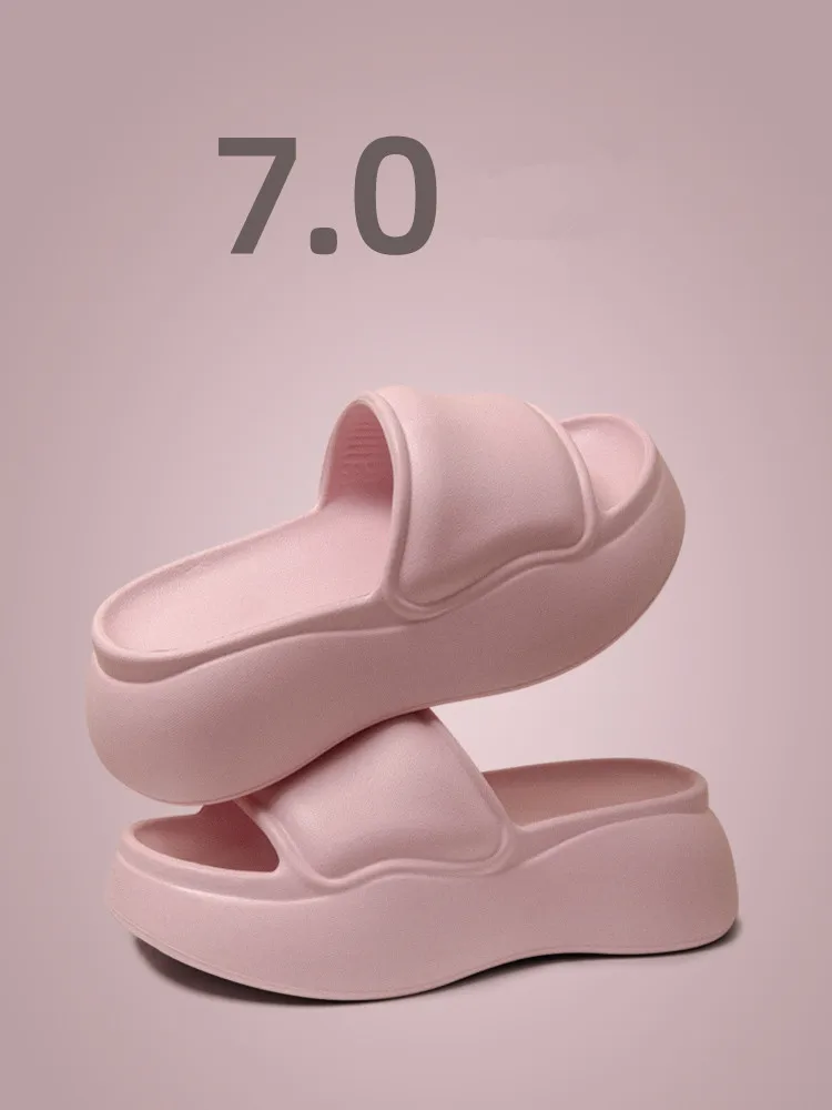 

7.0cm Thick Sole Eva Cool Slippers For Women Summer Home, Indoor Height Increase External Wear Soft Sole Beach Outdoor Slippers