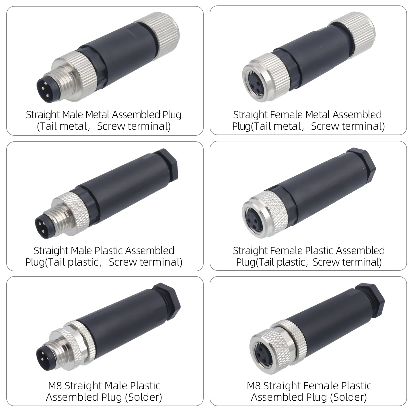 M8 waterproof connector 3 4 Pin D Code 5B 6 8 Pin solderless wire straight Male female screw terminal aviation Plug