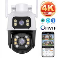 8MP 4K Dual Lens Wifi Camera Ai Auto Tracking Waterproof Security CCTV Video Surveillance Camera Police Light Alarm IP Camera