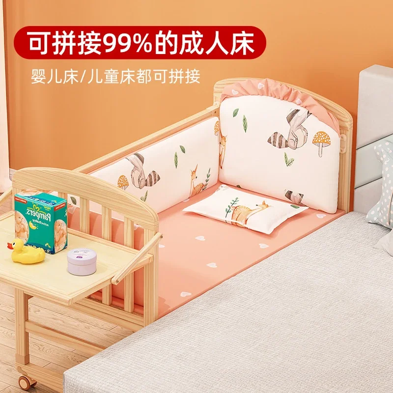 

Baby Crib Mobile Newborn Crib Children's Multifunctional Solid Wood Cradle Bed Splicing Large Bed