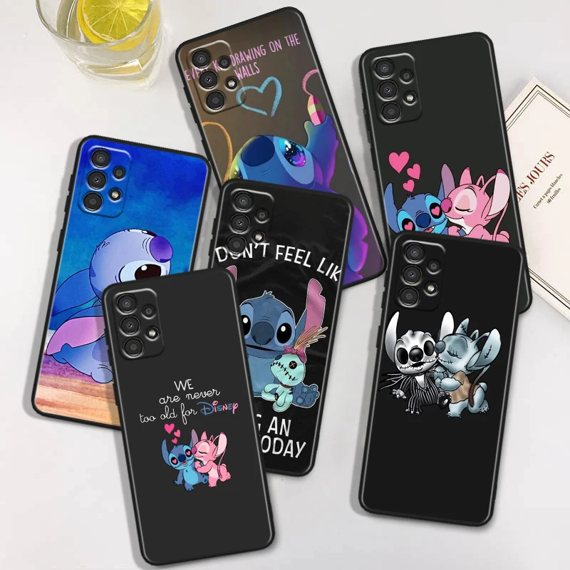 Cute Disney Stitch For Samsung Galaxy A91 A81 A71 A51 A42 A31 A21S A12 A11 A04 S E A02S A01 Core Black Phone Case