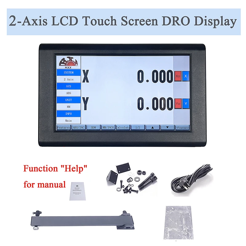 HXX 15 Languages GCS910 2 Axis LCD DRO Touch Screen Digital Readout DRO Kit and Ruler Linear Scale Encoder For Lathe Millilling