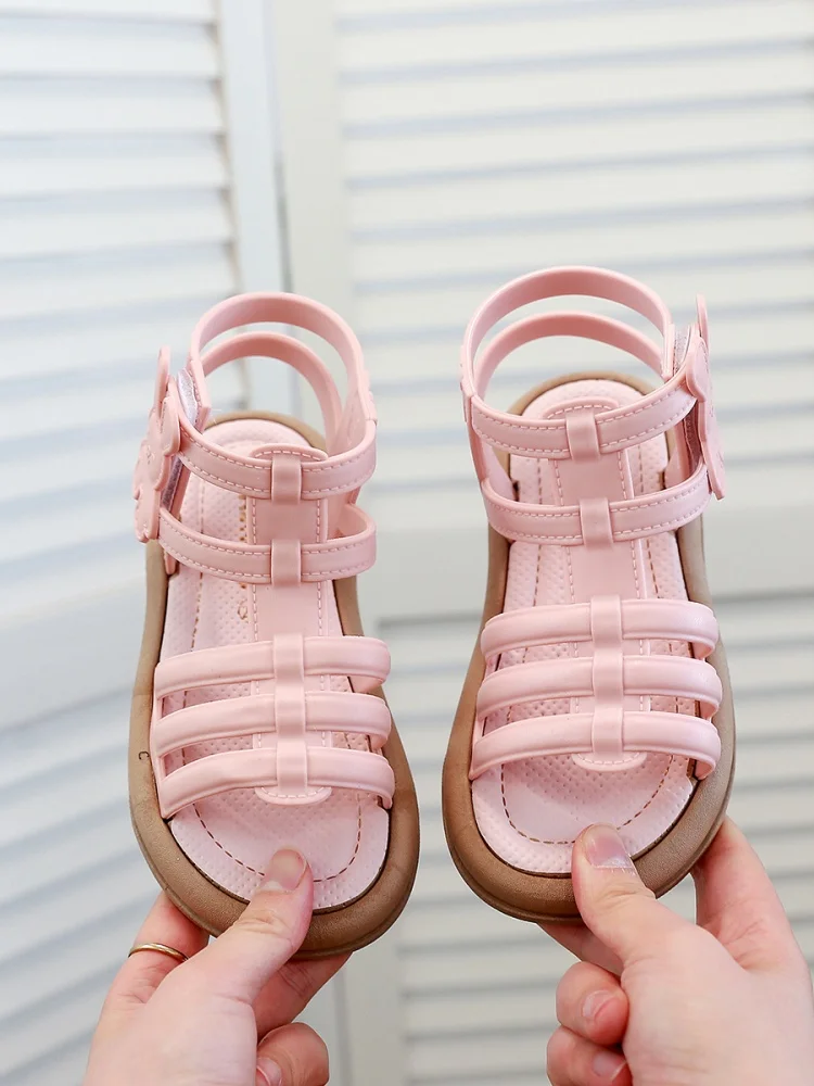 

Girls' Roman Sandals Spring and Summer 2025 New Korean Fashion Summer Little Girls High Top Sandals