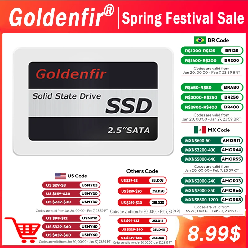 Goldenfir SSD 120GB 250GB 500GB 960GB SSD 2.5 Hard Drive Disk Disc Solid State Disks 2.5 