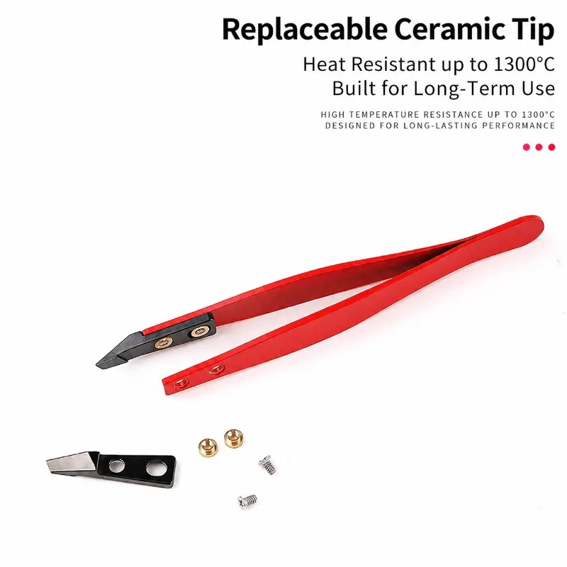 Insulated Electrician Ceramic Clamp High Temperature Resistant Corrosion Proof Fine Gripping ESD Anti-static Precision Tweezers