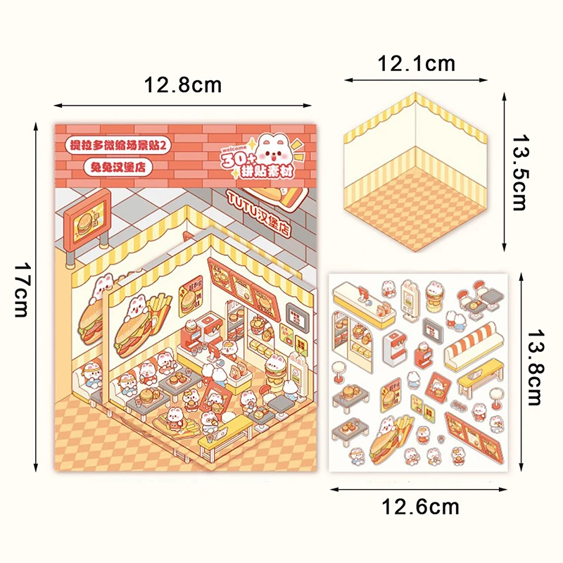 1 conjunto dos desenhos animados bolso cabine cena de negócios empilhamento e colagem diy 3d adesivo festival aniversário presente natal para criança estudante