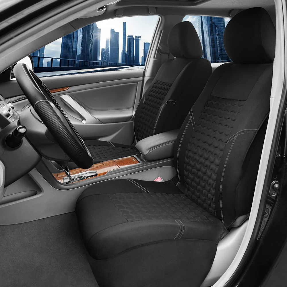 AUTOKING Car Seat Covers Tire Texture Press Breathable Fabric Seat Covers for Car 3 Zipper for Rear Seat Backrest