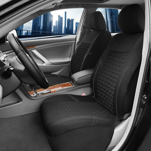 Imagen 2 del producto AUTO PLUS Fundas para asientos de coche Textura de neumáticos Press Fundas de asiento de tela transpirable para coche 3 cremalleras para respaldo del asiento trasero